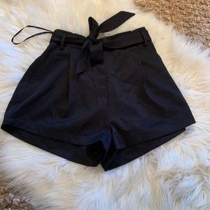 About Us Paperbag High Waisted Tie Shorts Black
